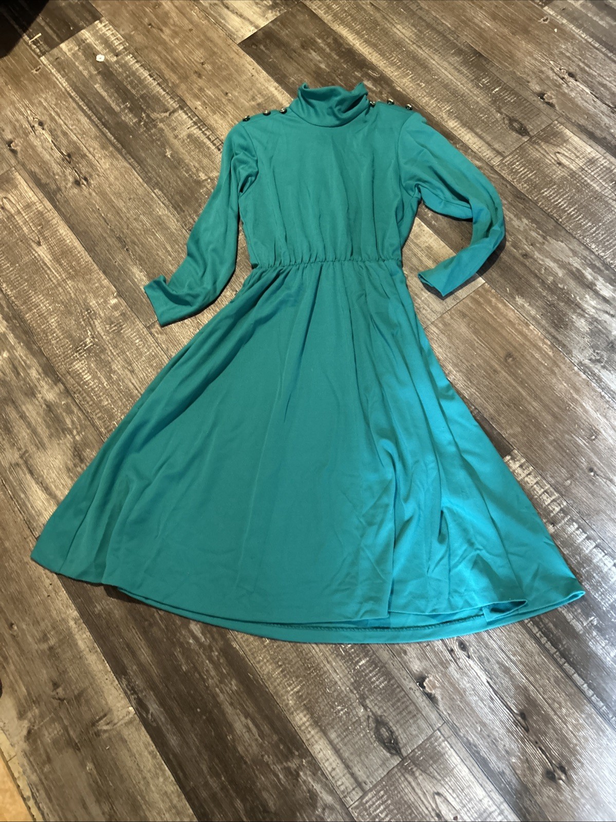 Vintage Impromptu Teal/Turquoise High Neck Dress Size 10 Missy