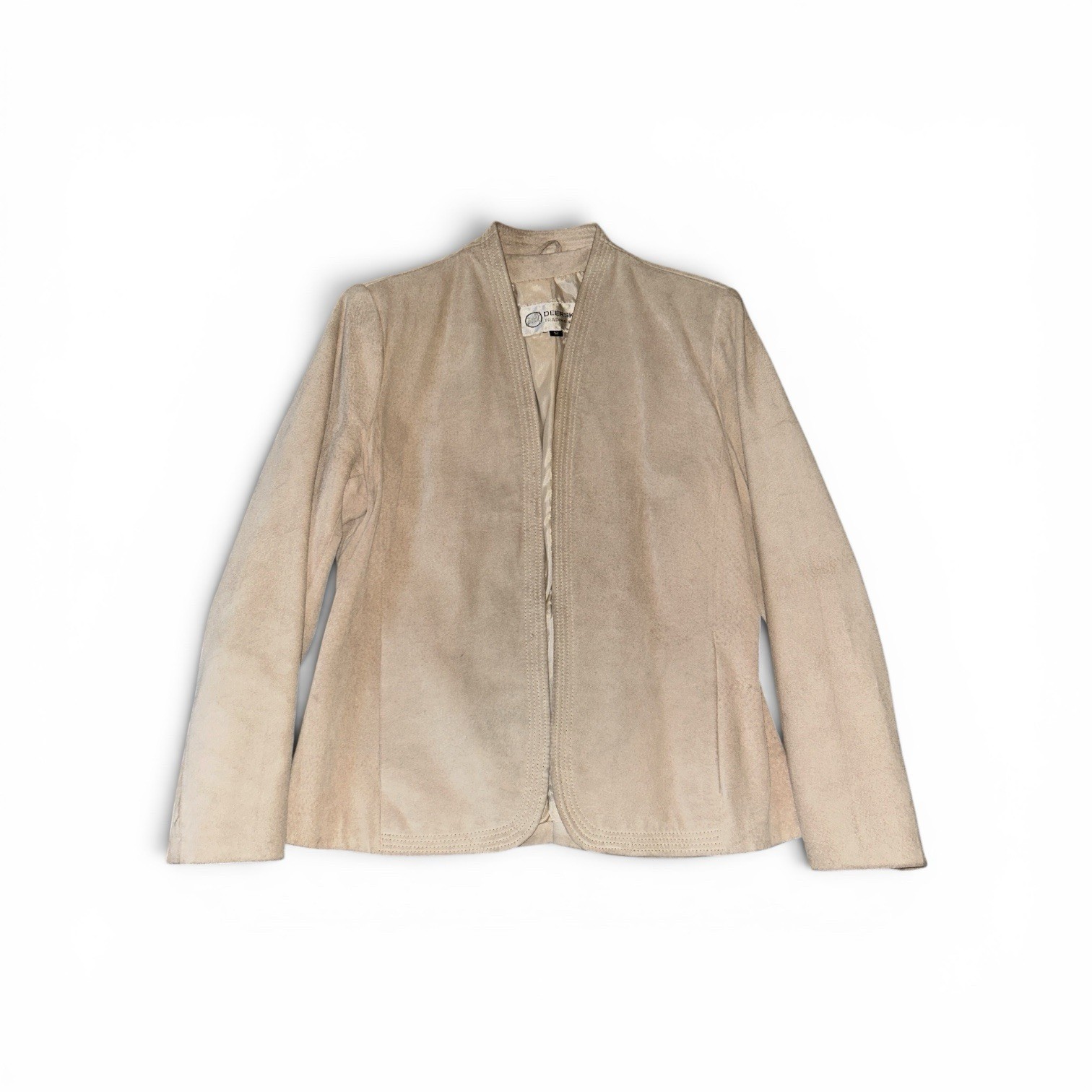 Vintage Deerskin Trading Post Cream Lined Jacket Size 12 Made R.O.C. Taiwan