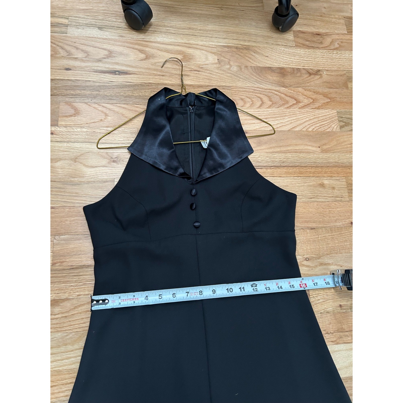 Beechers Brook Tuxedo Halter Maxi Dress Womens 8 Black Vintage Minimalist Gown