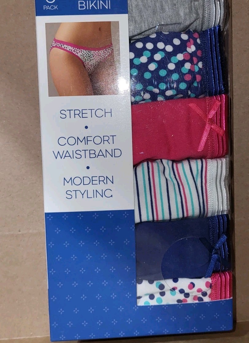 Lizwear 6 Pack Modern Styling Bikini Panty Polka Dot Multi Size Medium 6