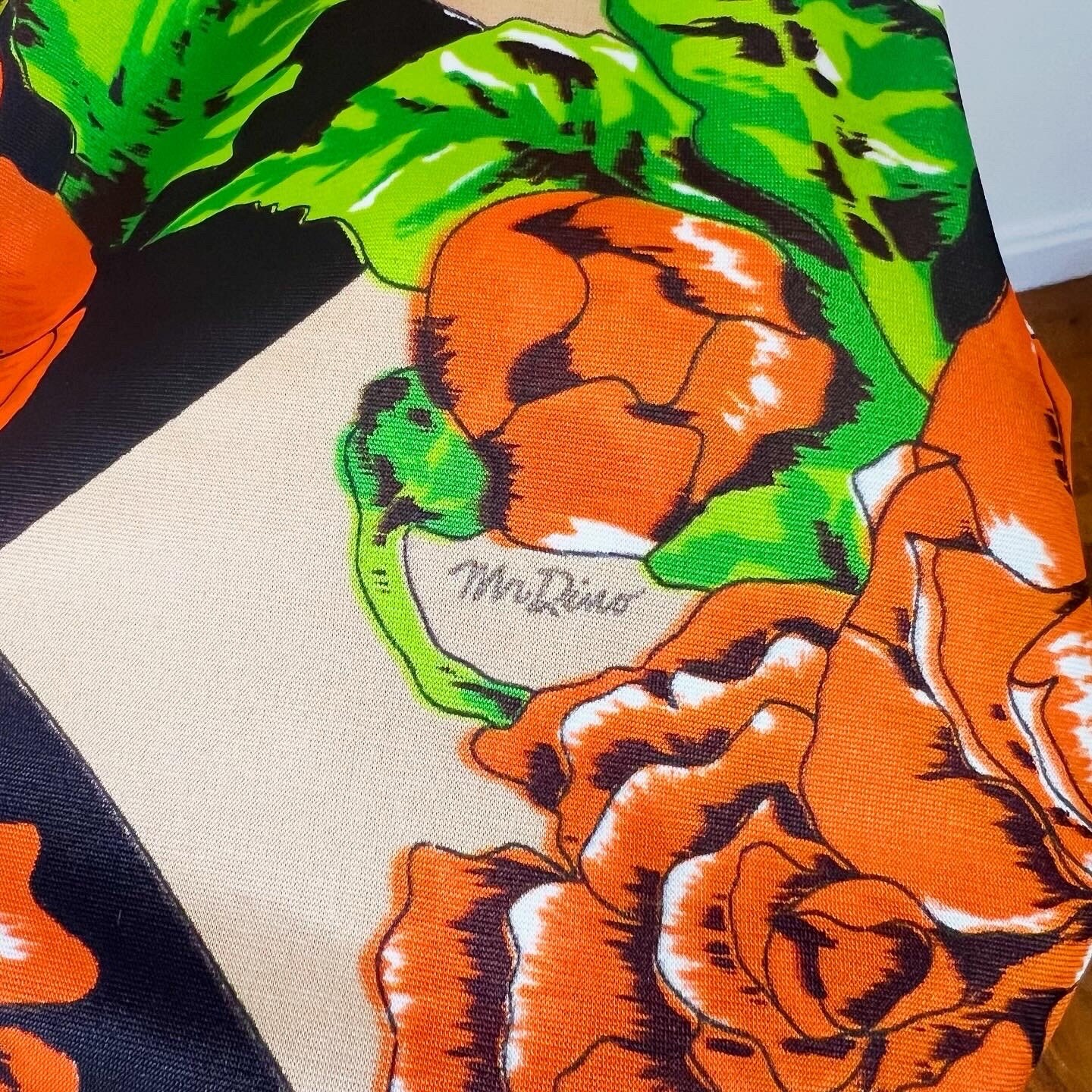 Mr. Dino SIGNED 60’s 60s 70’s 70s Vintage Diamond Rose Print Maxi Skirt 27w S M