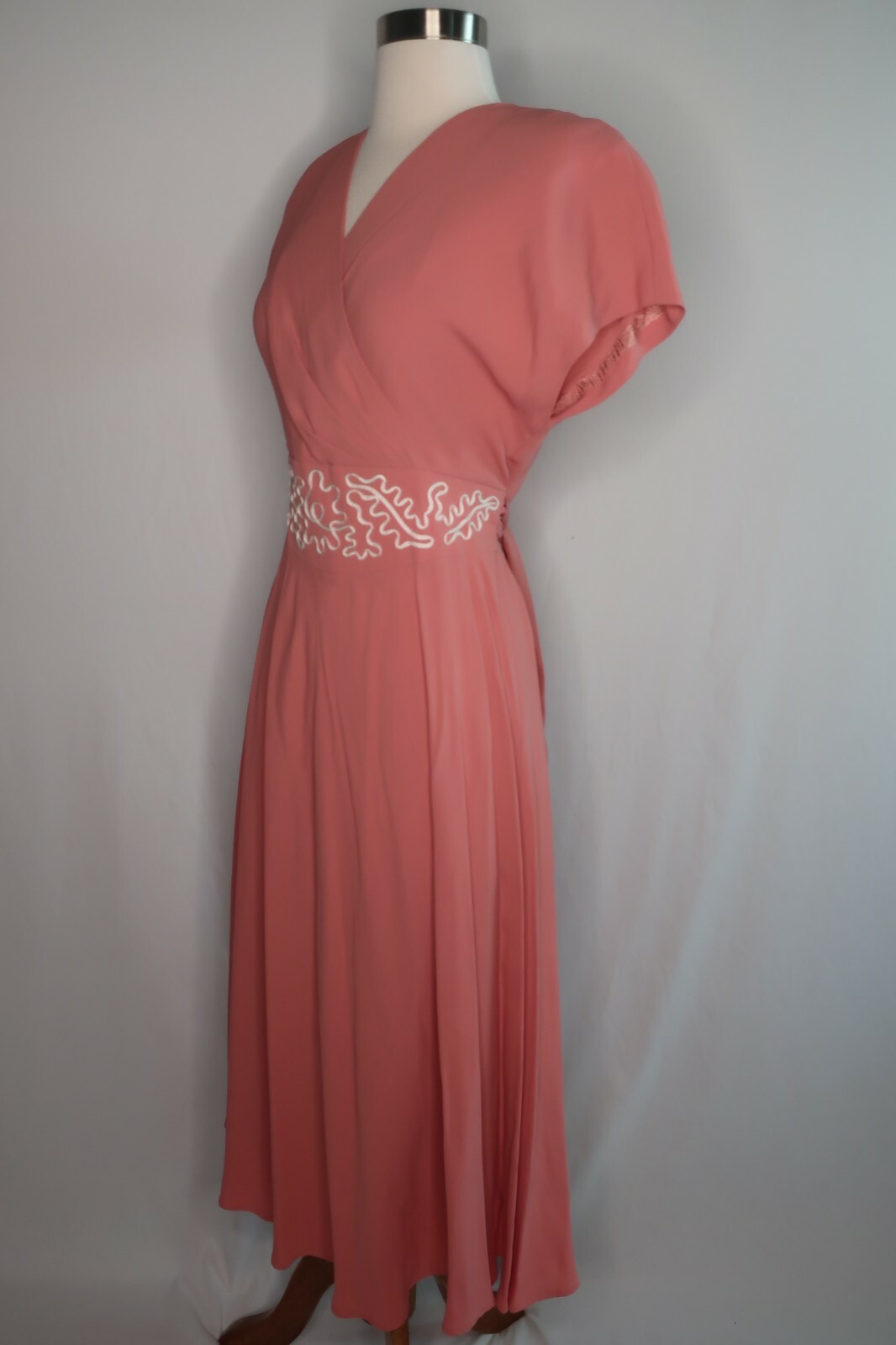 Donna Ricco Pink White Wrap Belted Evening Cocktail Dress Sz 10P USA Made