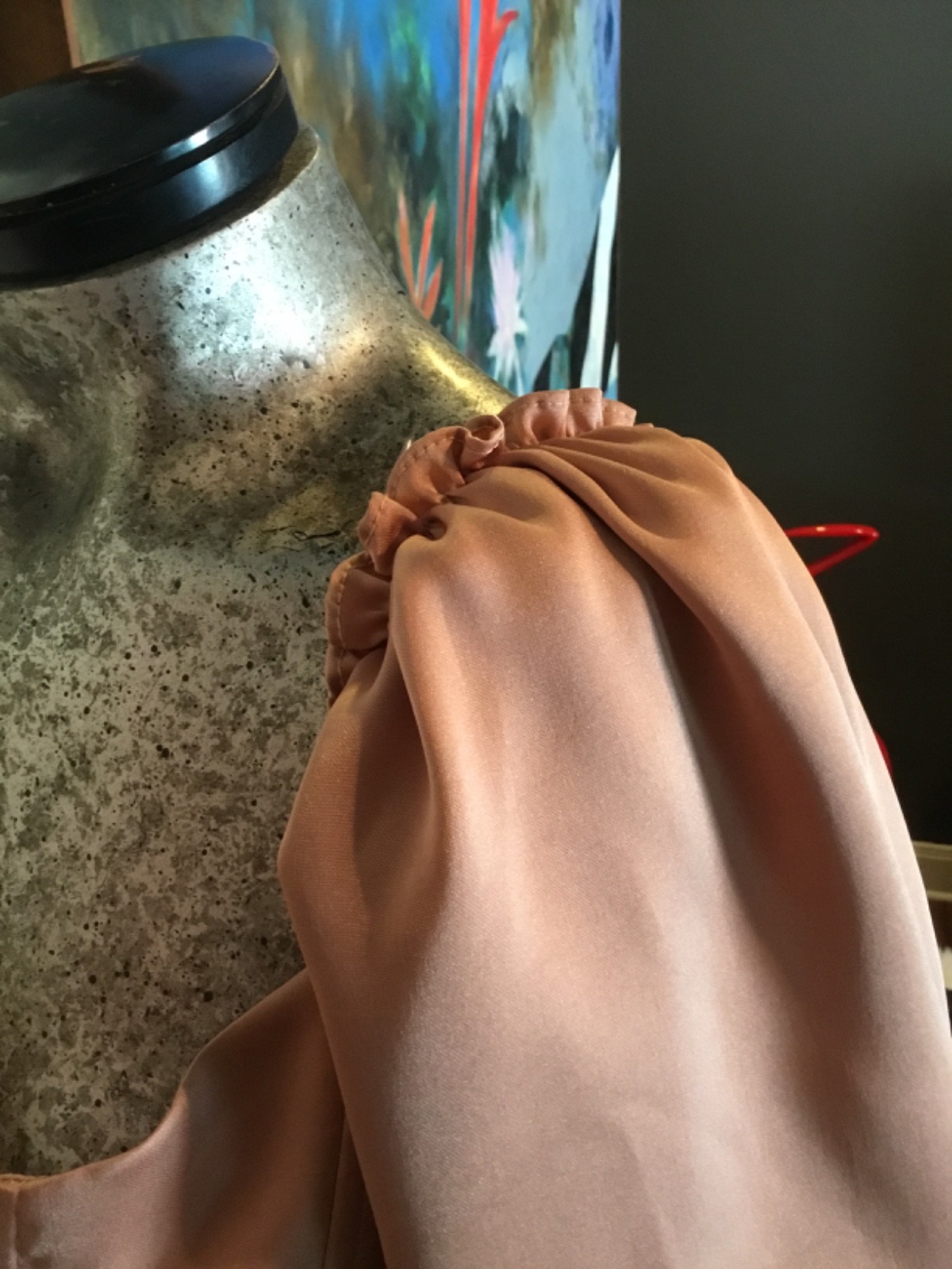 Y2K corset satin top blush /Nude zip sleeve New siz L whimsical goth