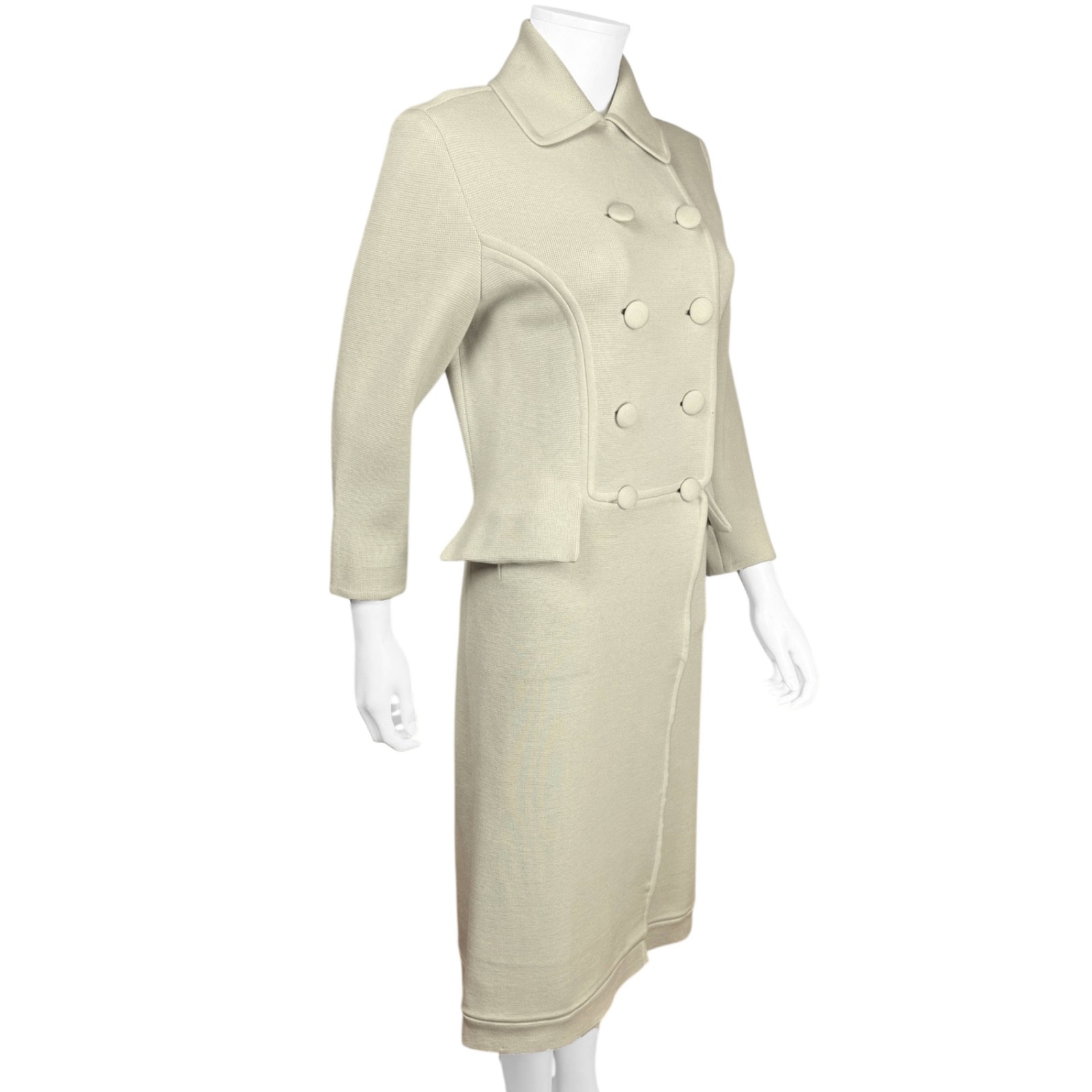 Vintage Gino Paoli Wool Coat Italy Double Breasted Knit Tailored Midi