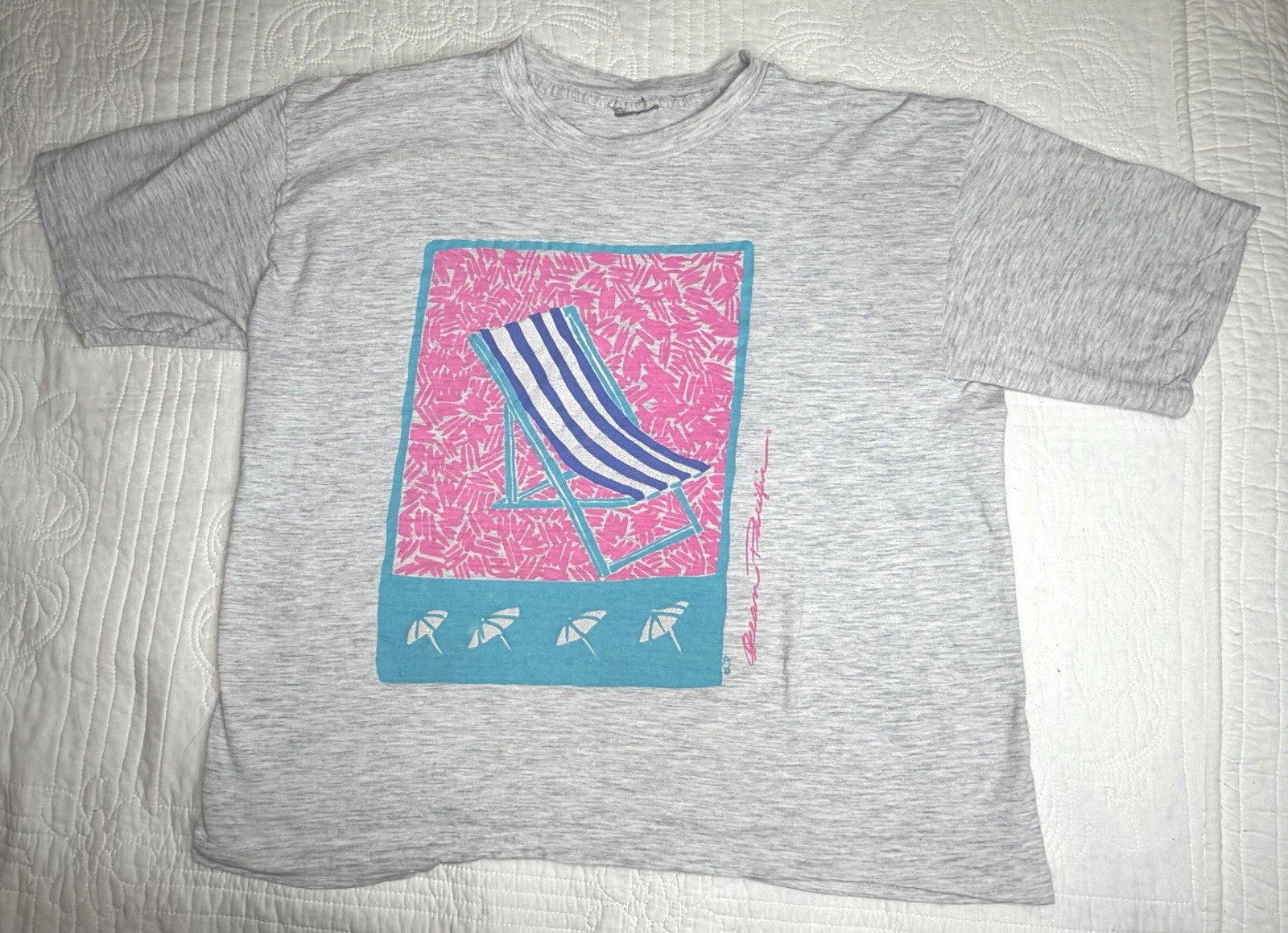 Vintage Women’s OP T-Shirt Beach Ocean Pacific Graphic Neon 90s M/L Cotton