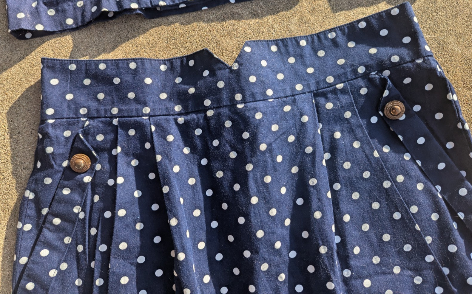 CHOON California Vtg 80s Polka Dot suit skirt short jacket Navy White sz16 EUC