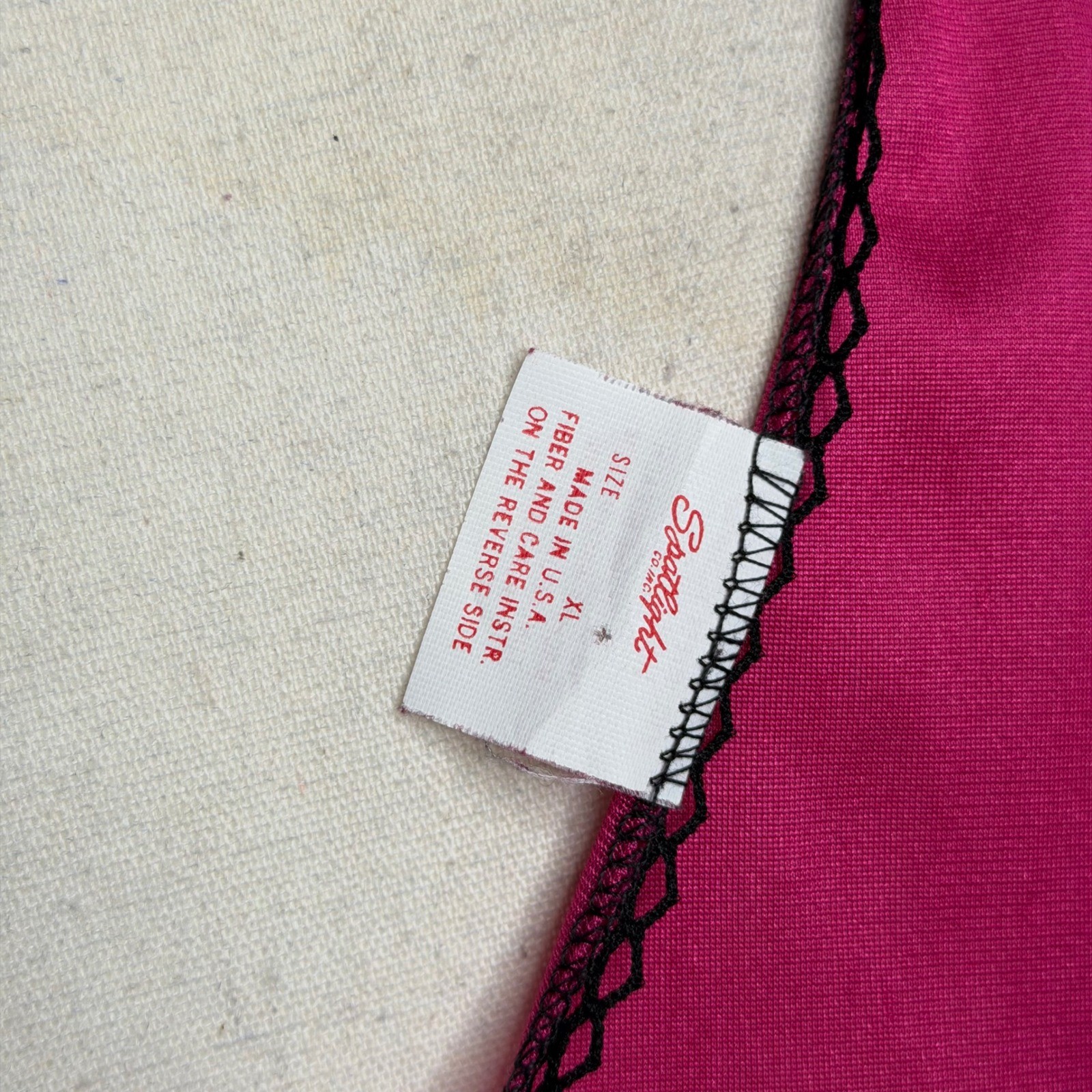 80s Vintage Spotlight Hot Pink Nylon Lace Maxi Nightgown Made in USA Plunge XL