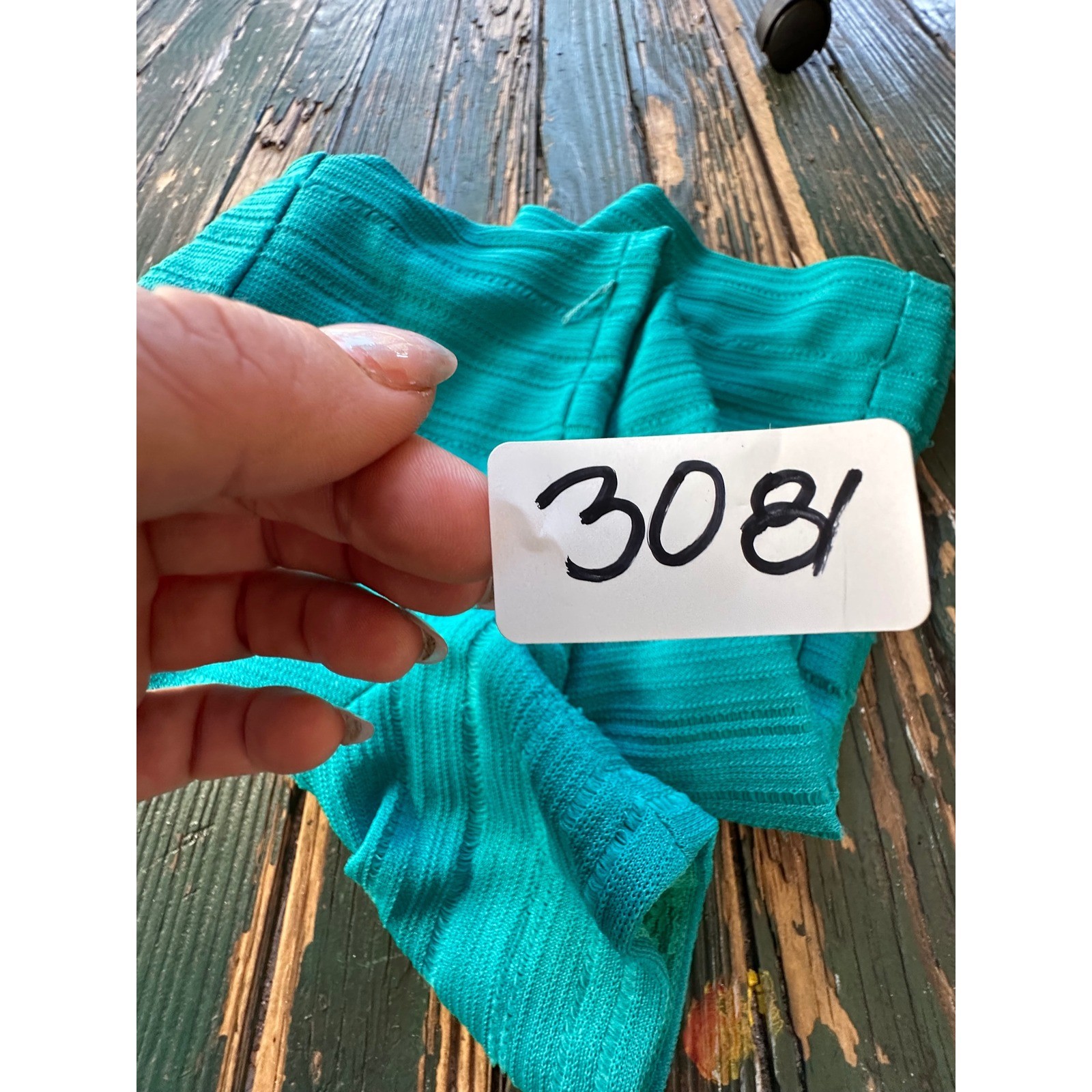 Vintage Marty Gutmacher Teal Blue Textured Knit Short Sleeve Shift Dress 3081