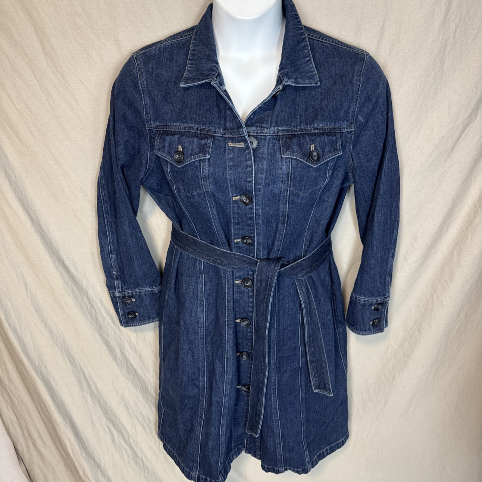 VTG Jones New York Country Sz 14 Denim Dress 100% COTTON +Belt Cottagecore
