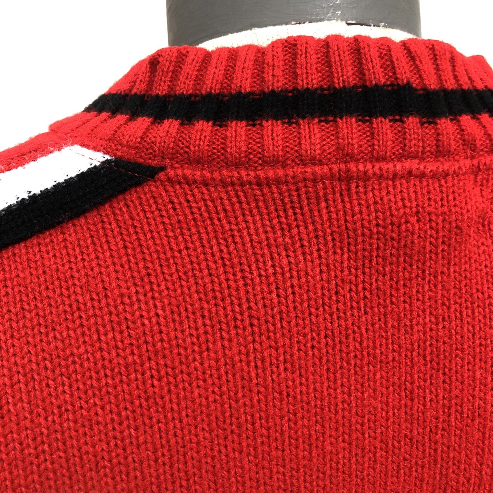 School Cheer Sweater Embroidered WEST Red Knit Gary White Co. USA Sz M VTG