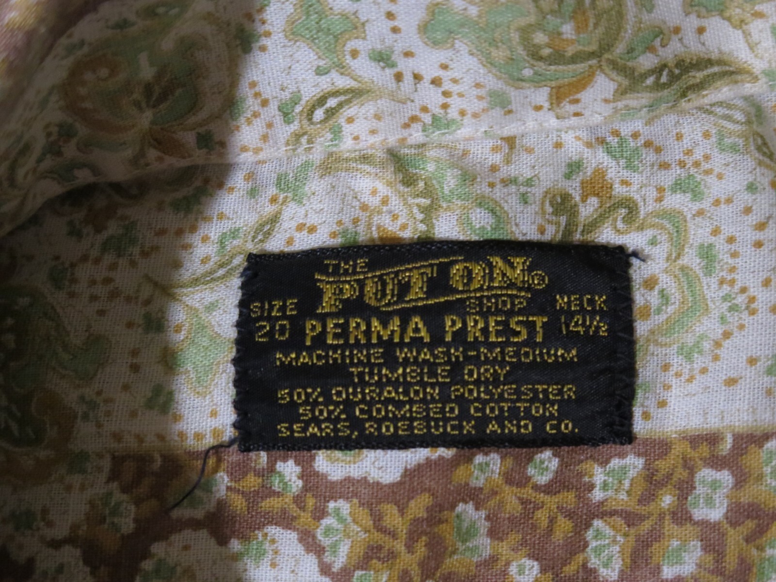 Vintage Put on Shop Sears Roebuck Size 20 Long Sleeve Button Shirt