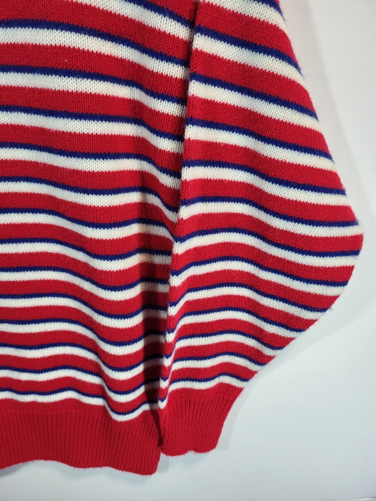 Picket & Post Sweater Women’s Small Striped Red White Blue Crew Neck Vintage 80s