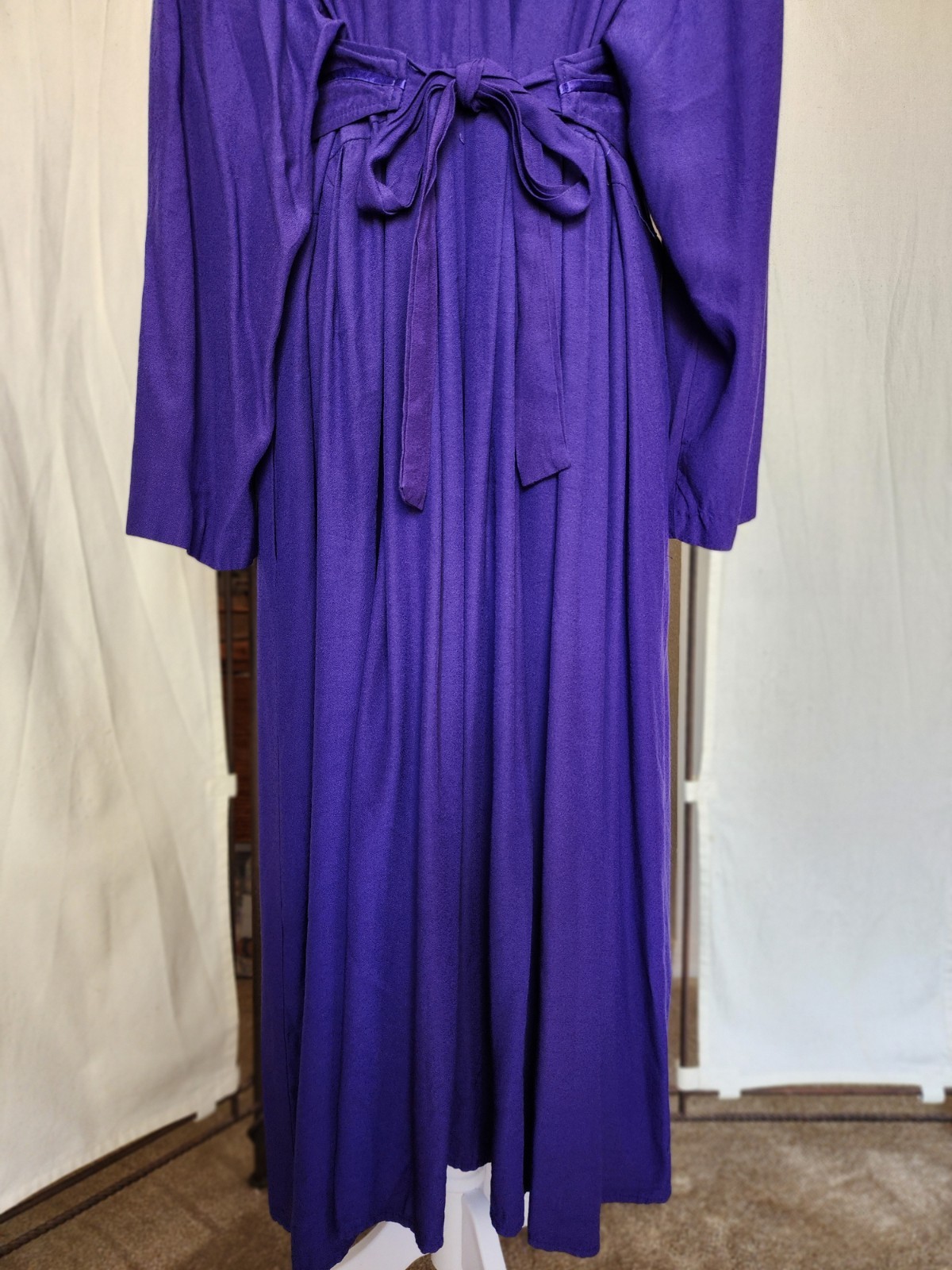 Vintage Allison Che 24W Purple Faux Twinset Maxi Dress Soutache Gold Button Plus