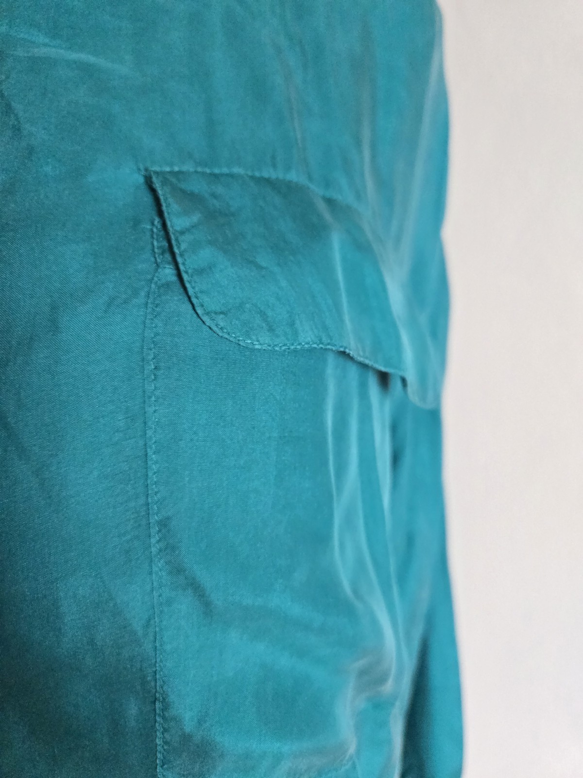 Vintave Shirt Joule Energy Teal Green/silk/sizeM/blouse/pocket/button/longsleeve