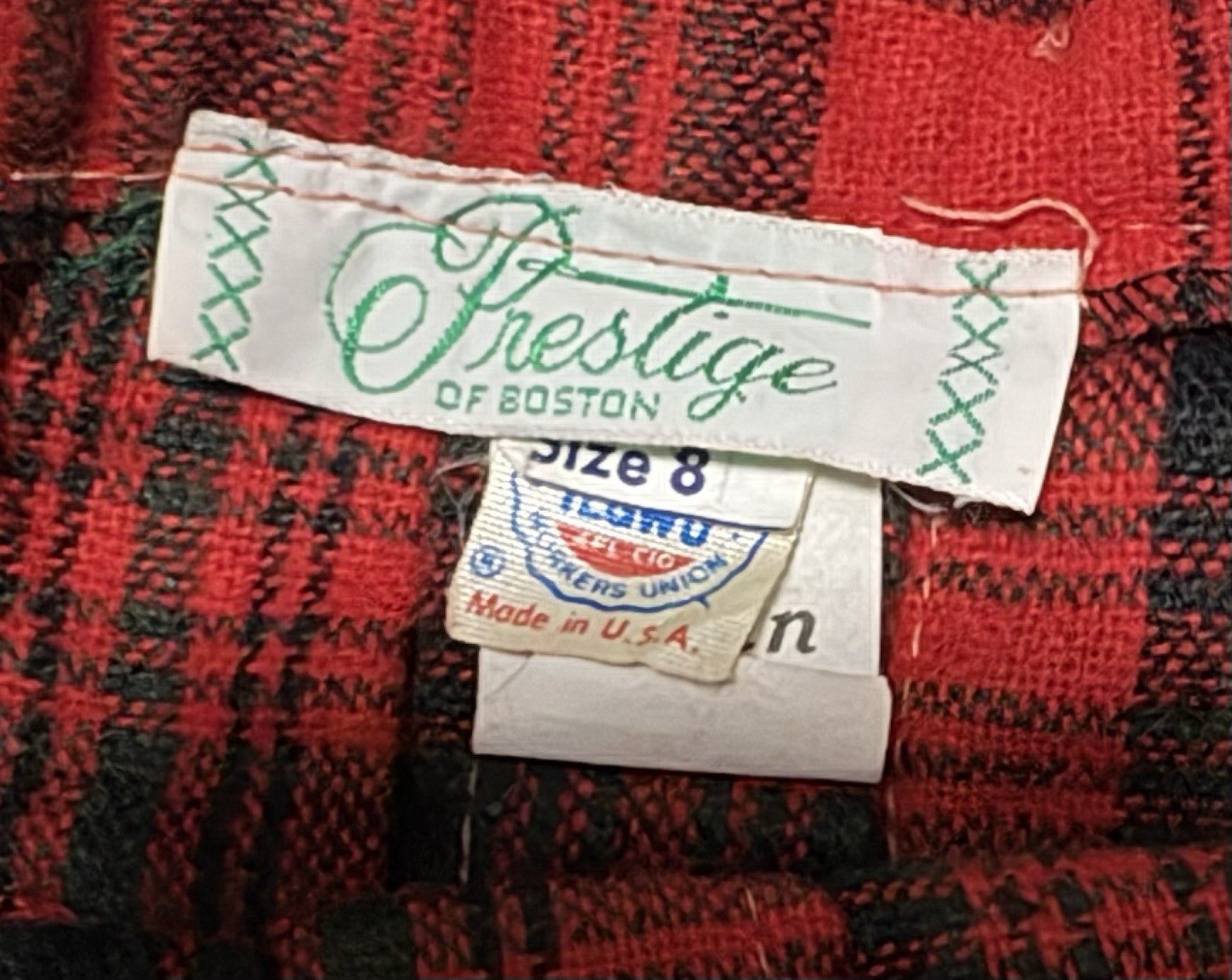 Vintage Prestige of Boston Long Maxi Skirt Red Tartan Wool Size 8 Plaid USA