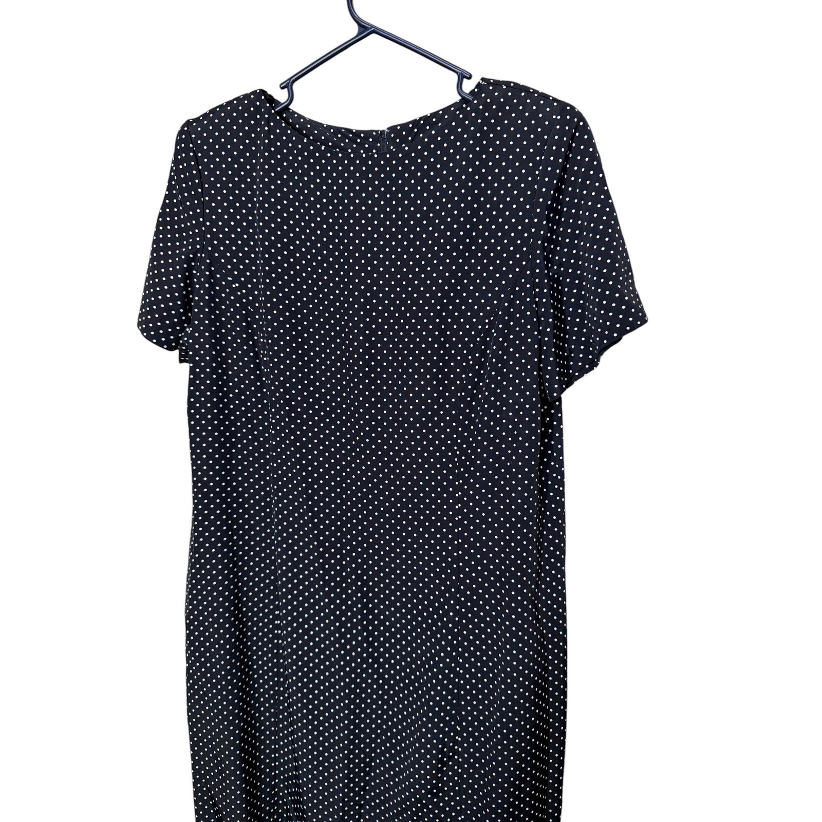 Vintage Dani Michaels Black White Polka Dot Sheath Dress 12P Short Sleeve USA