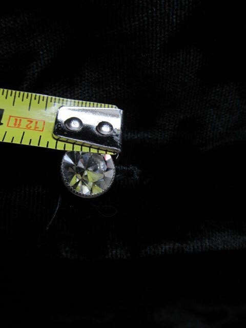 Black Velvet White Collar Cuffs Large Crystal Buttons Mini GoGo Retro VTG 1960’s