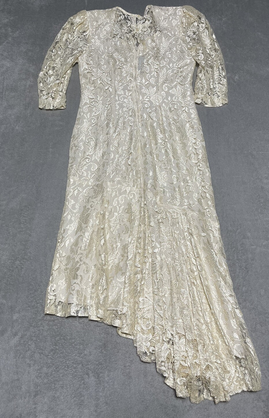 Vintage Ala Carte California Dress Womens 80s Cream Lace Party Prom Wedding