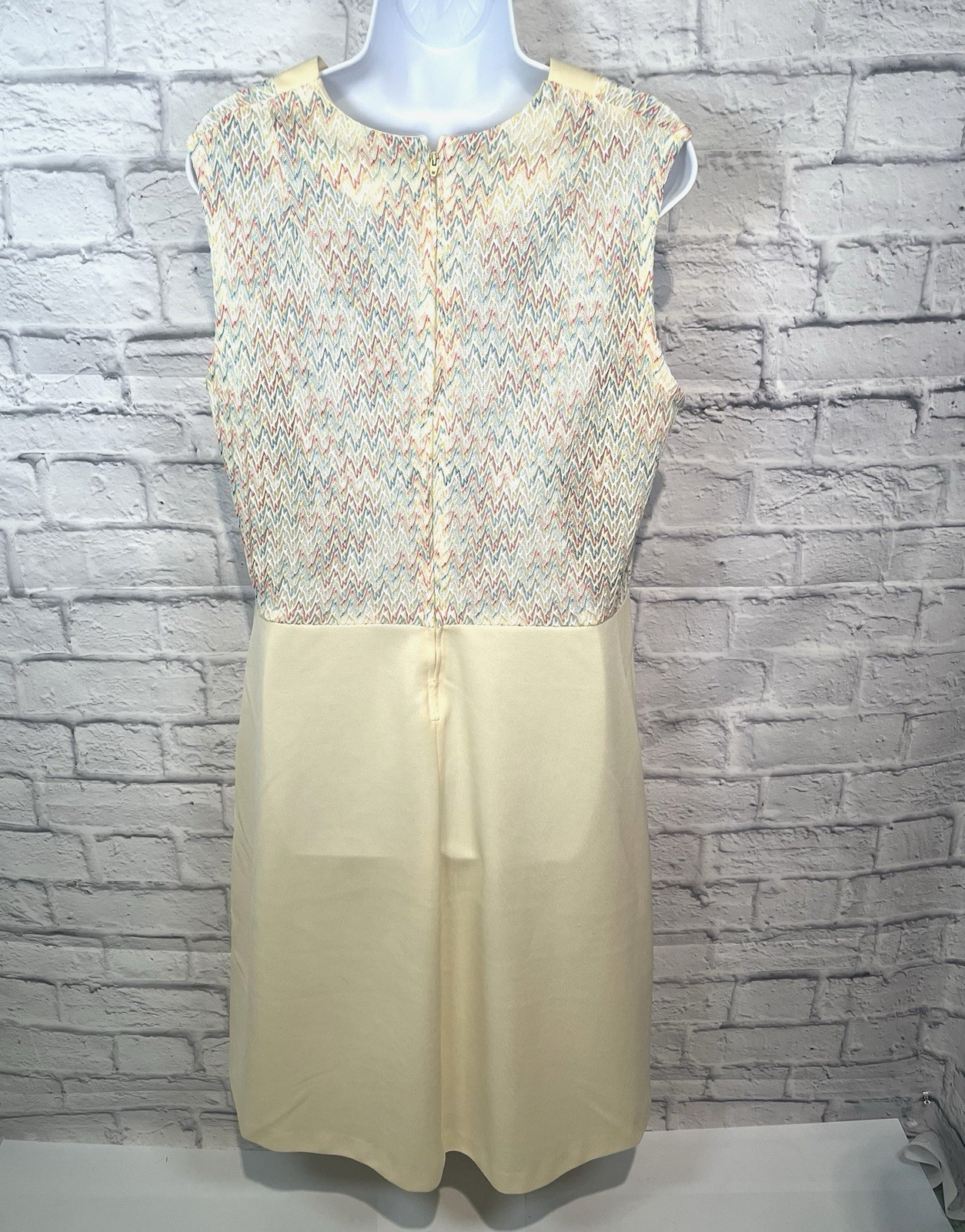 Vintage Preferred Fashion 2 Piece Dress &Jacket Set Yellow Chevron Knit M/L 80’s