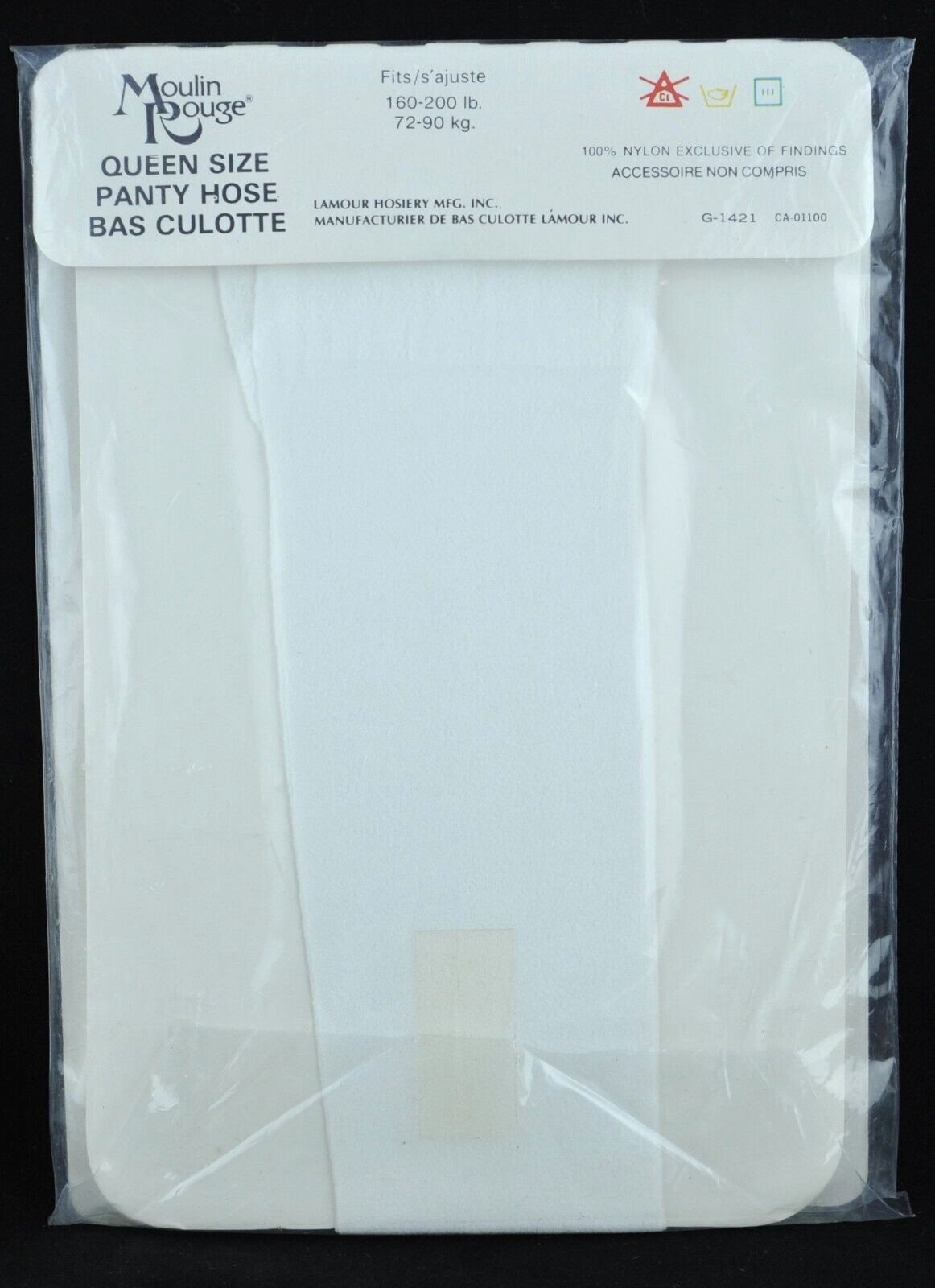 🌟Vintage Pantyhose w/MODEL Queen Size~White Color~Moulin Rouge Canada