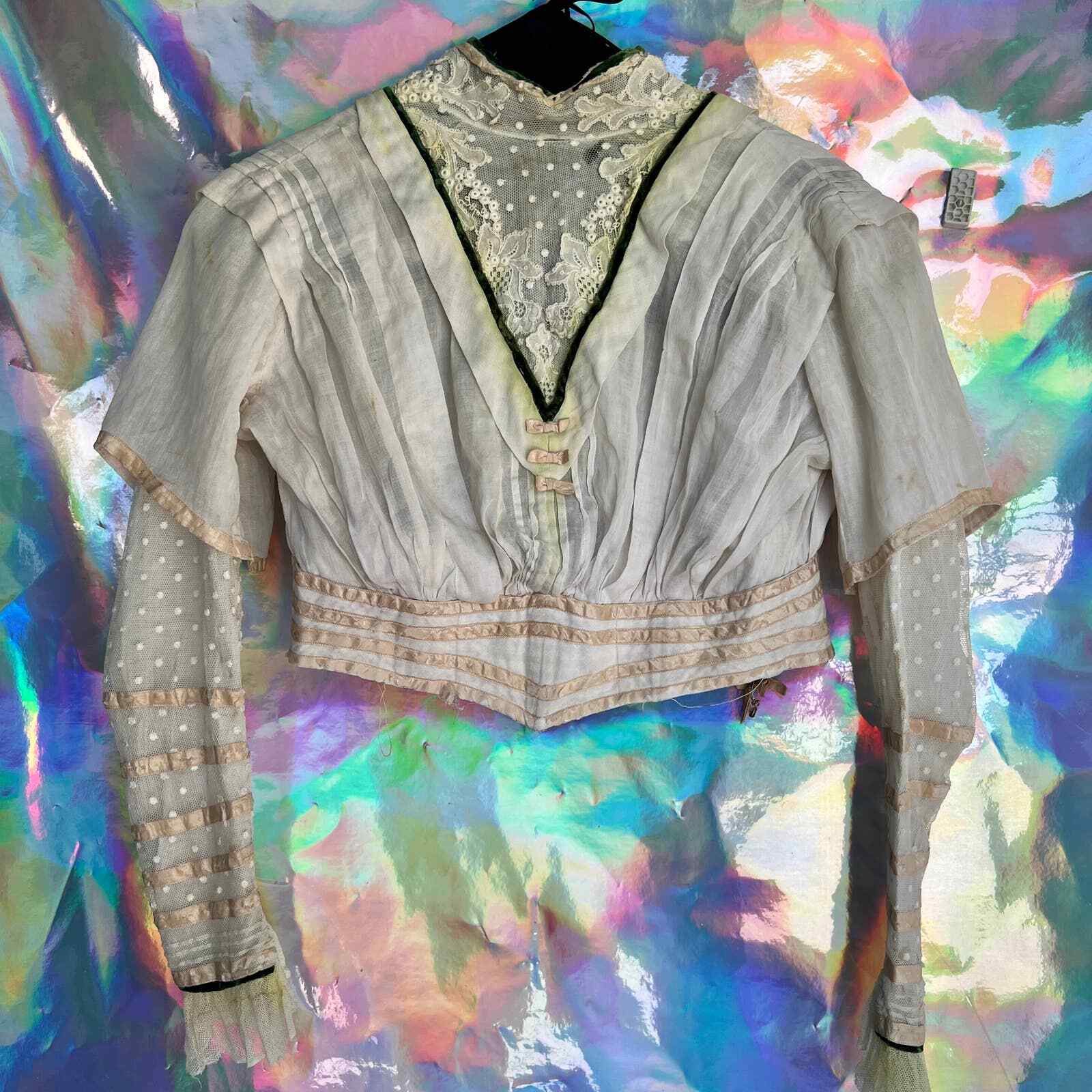 Victorian Cream Long Sleeve Corset Waist Blouse