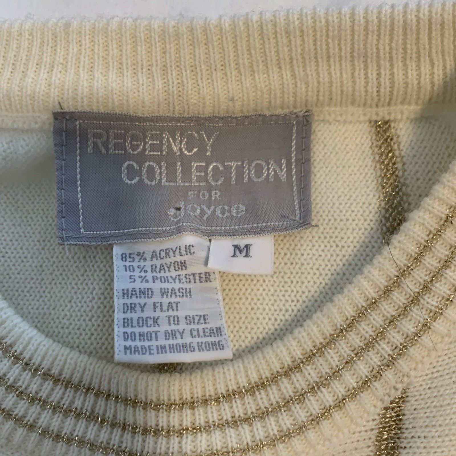Regency Collection Christmas Vintage Beaded Sparkle Gold Shimmer Knit Sweater M