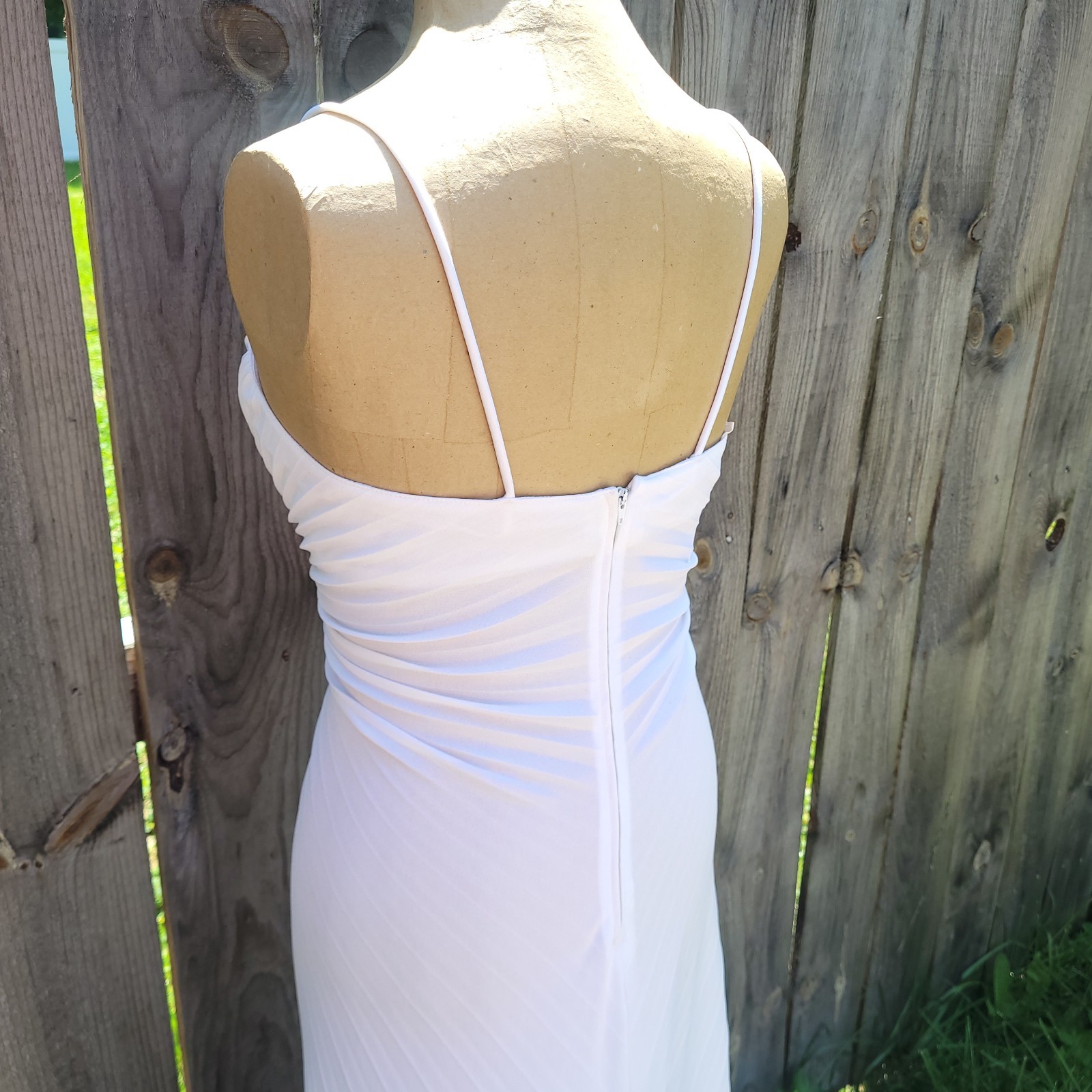 Vtg Pleated Maxi Dress New Leaf Samir S Vana White bridal Grecian angel ruched
