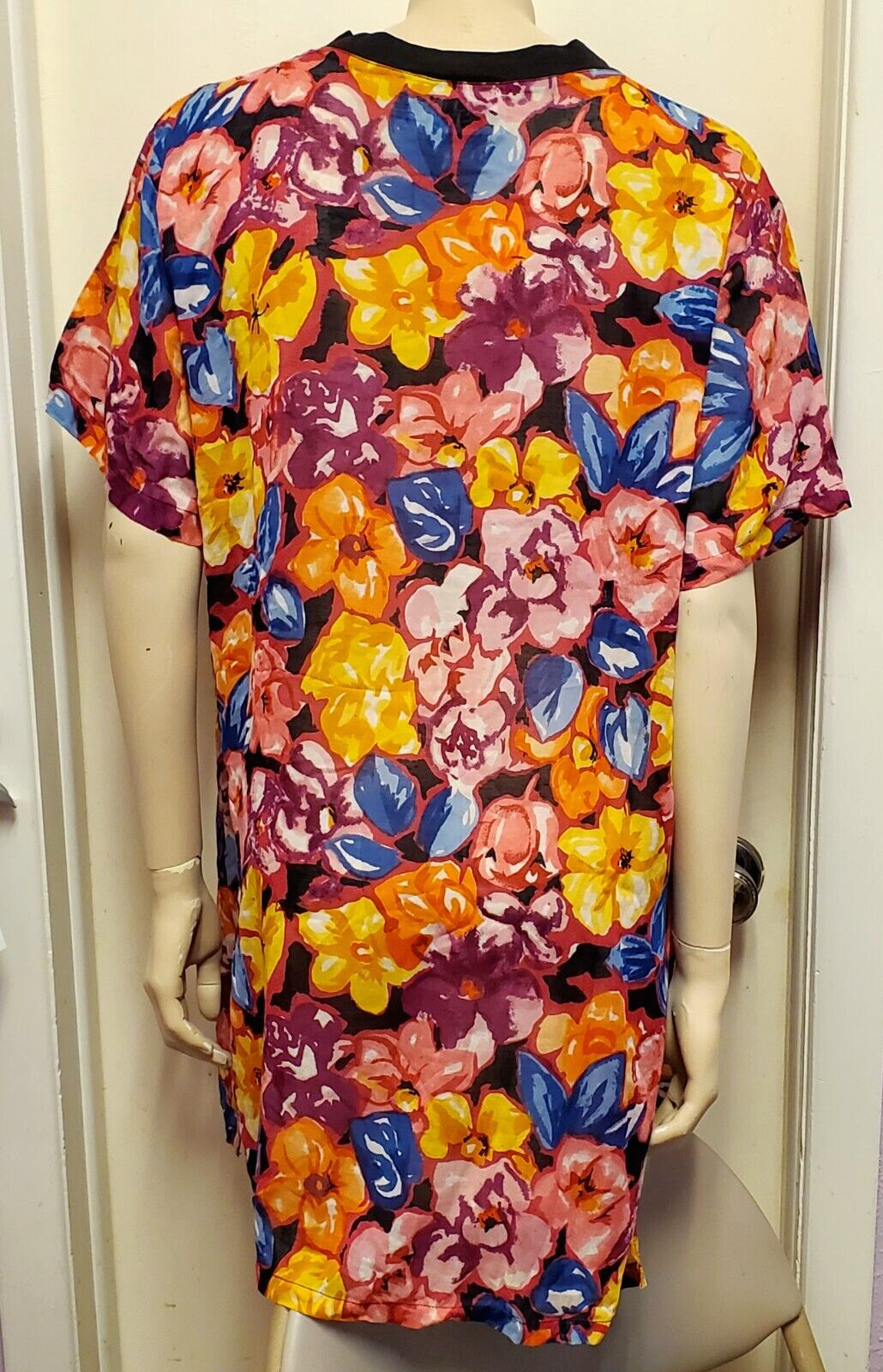 Vintage 1980’s/1990’s URBAN OASIS Bright Floral SHEER Tunic/Dress NWT Sz M