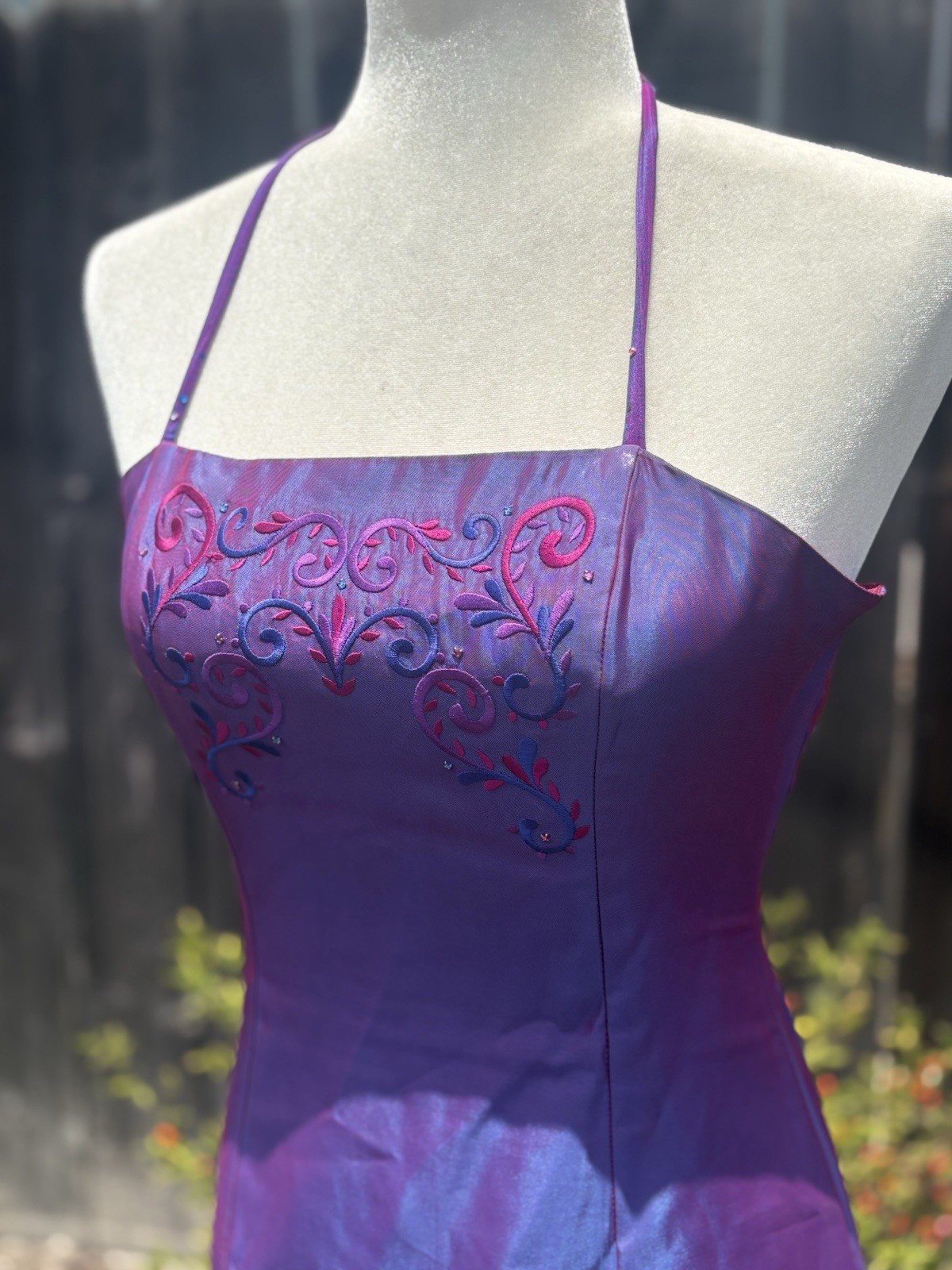 Vintage Jessica McClintock Gunne Sax Millennium Iridescent Purple Dress XS