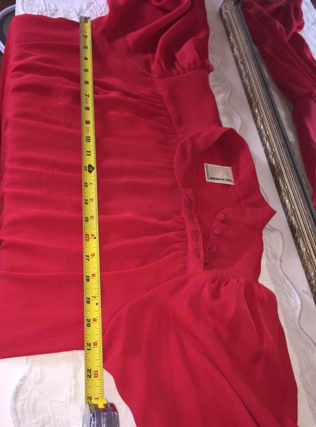 Vintage Joy Stevens Of California 70’s Sz 16 Red Drop Waist Dress