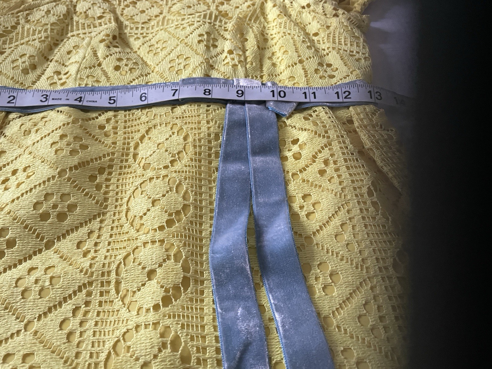 1970’S NORMAN SACKS YELLOW LACE GEOMETRIC CROCHET WOMEN SIZE 3 MAXI DRESS GOWN