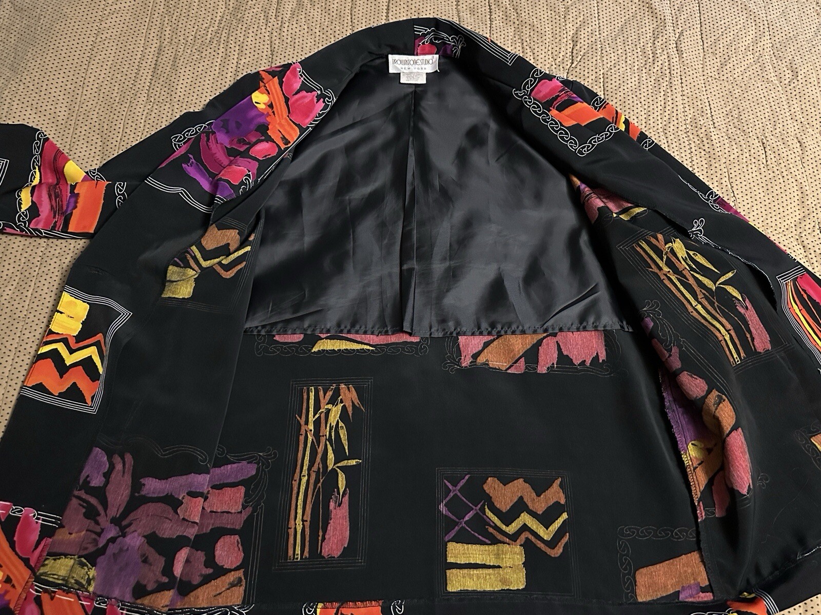 Brown Stone Studio Vtg Blazer Jacket Abstract Artsy 80s Sz Medium Office Party