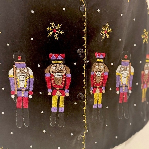 VTG Paul Harris Design Christmas Vest Nutcracker Velvet Sz Extra Large XL