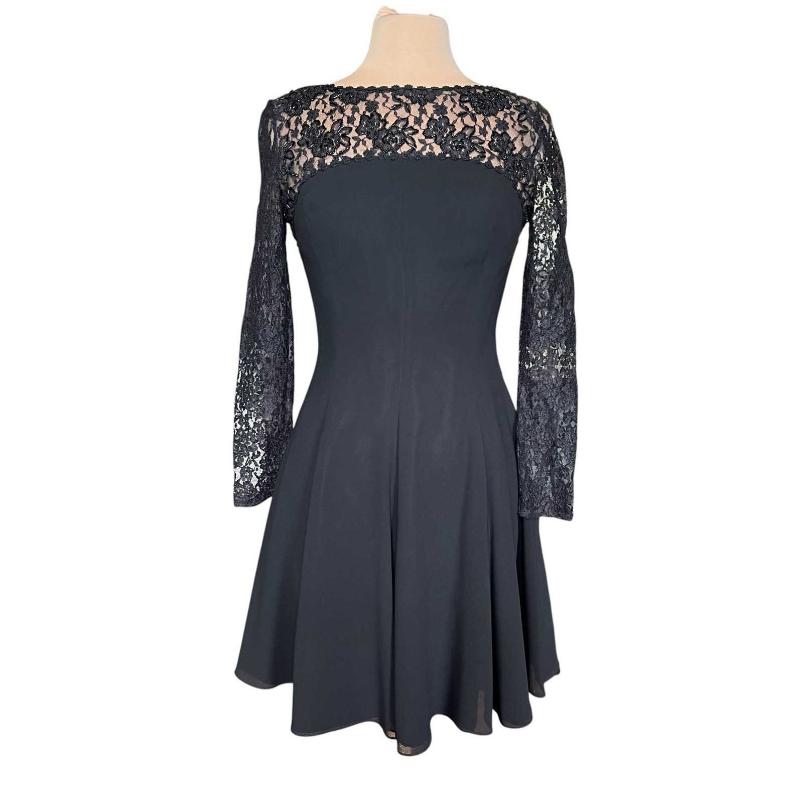 Vintage Ever Beauty Black Lace Open Back Party Dress Womens Size 6 Goth Coquette