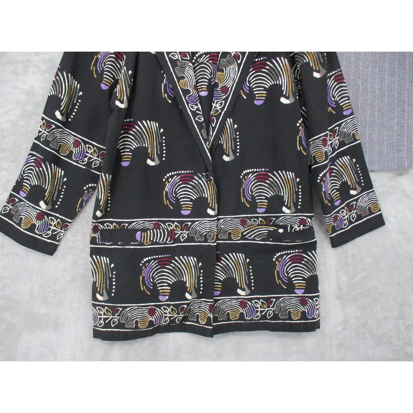 Vintage Skirt Suit Small Zebra Relaxed Artsy Art To Wear Office Union Made Black