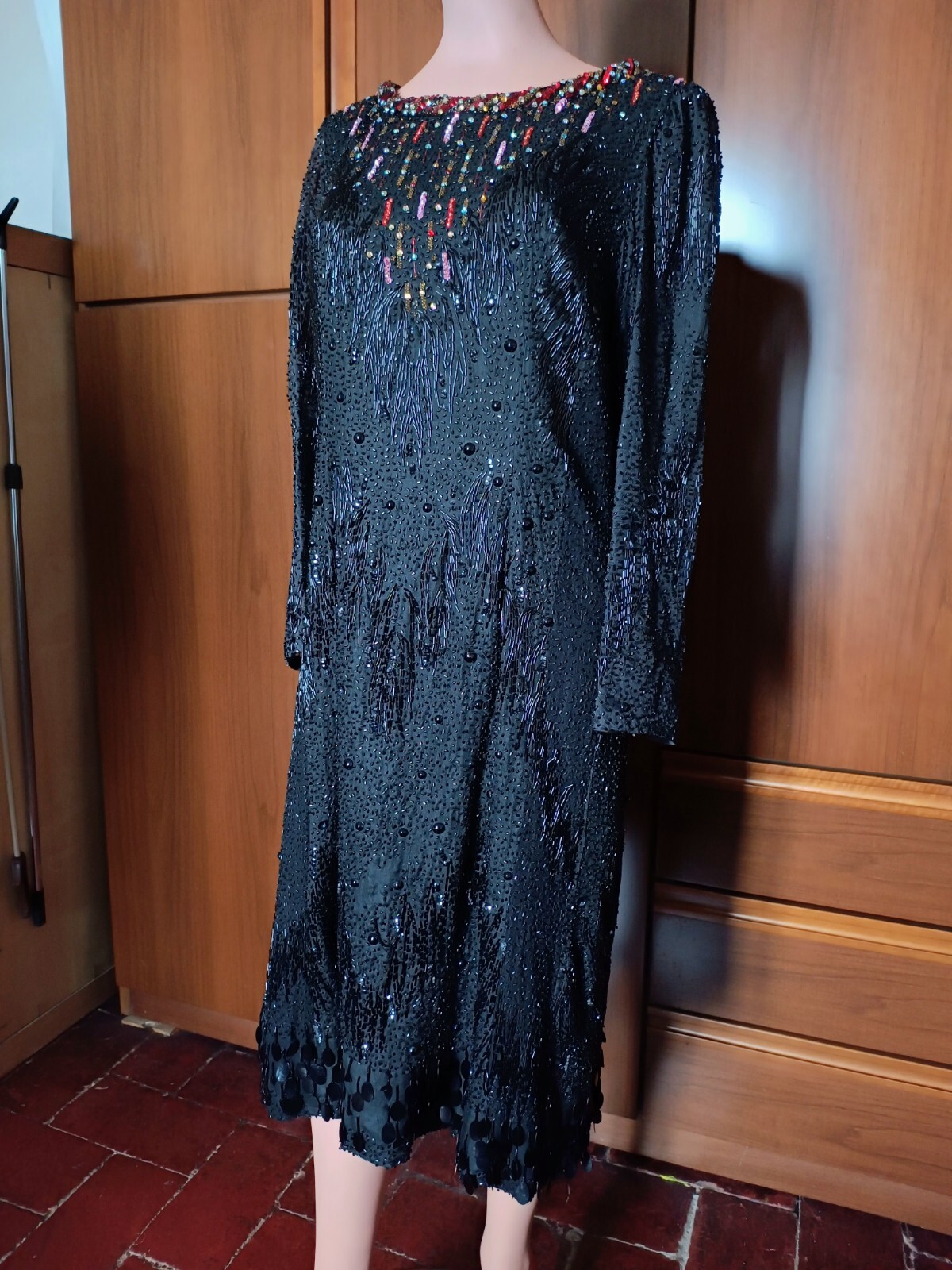 Vintage Silk Tailored Dress, Size M, See Measurements, Excellent Condition