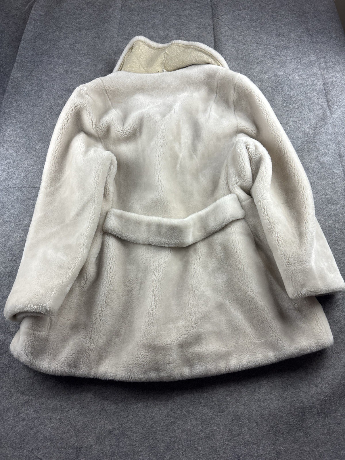 VTG 1950s Borgana Cream Faux Fur Coat Women M? Old Money Classy Elegant READ