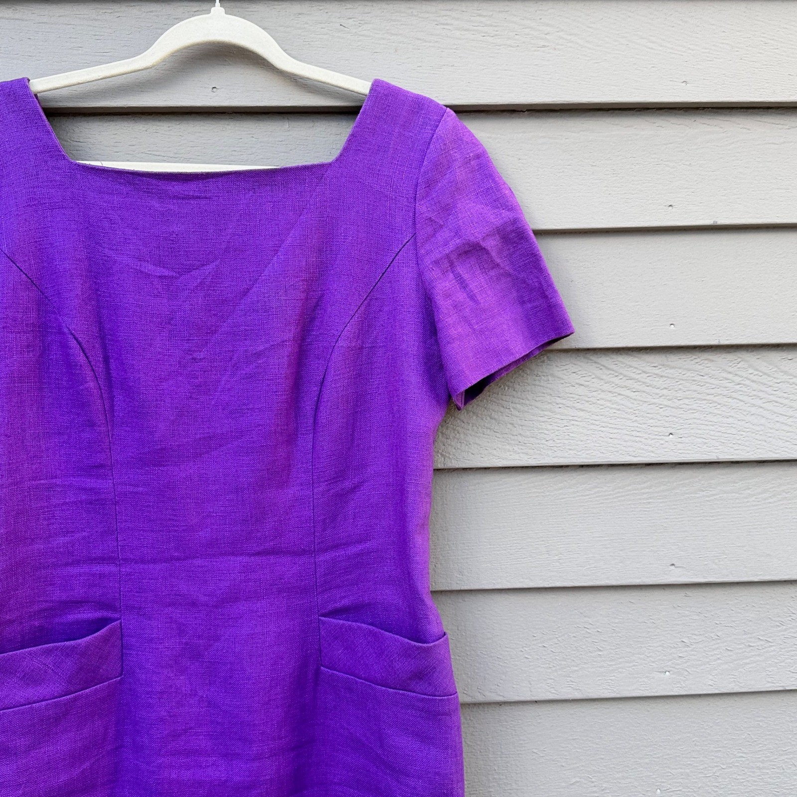 Vintage Santa Fe Purple Sheath Dress Size 8 USA Acetate Career Party Midi