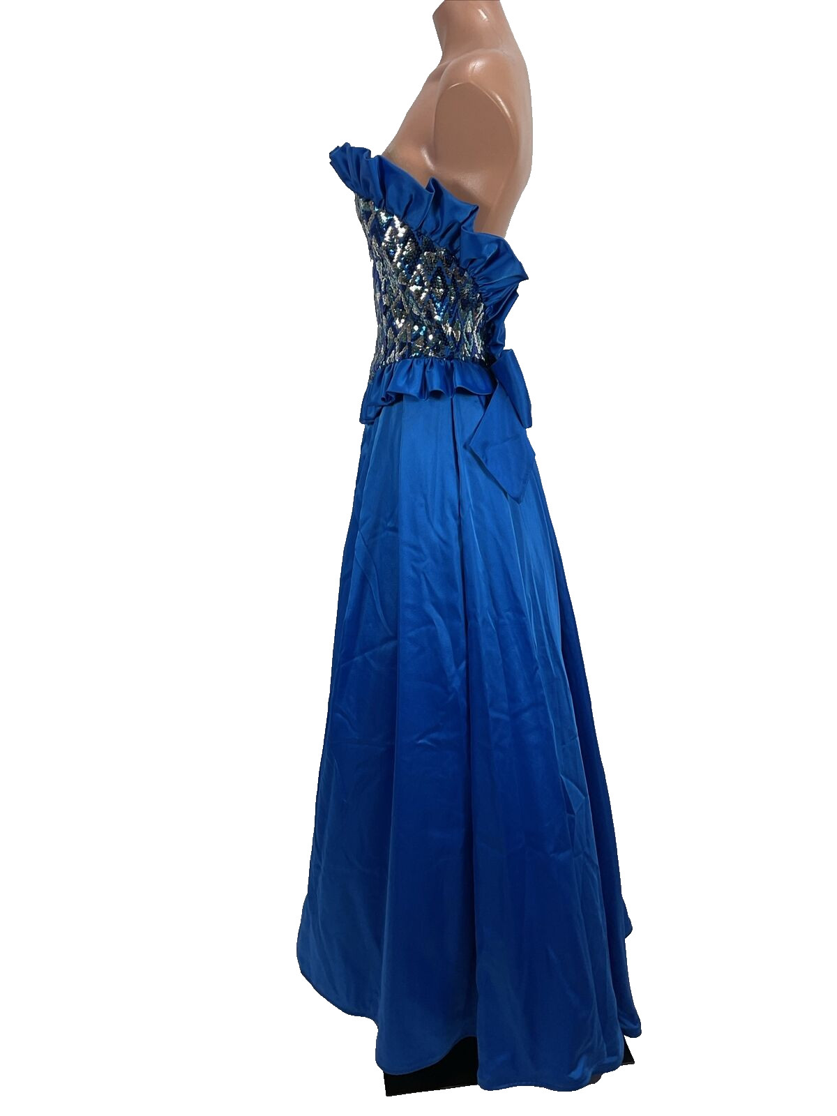 Vintage 80s VICTOR COSTA Sakowitz Crisp TAFFETA Sequin Ball GOWN Formal Dress 4