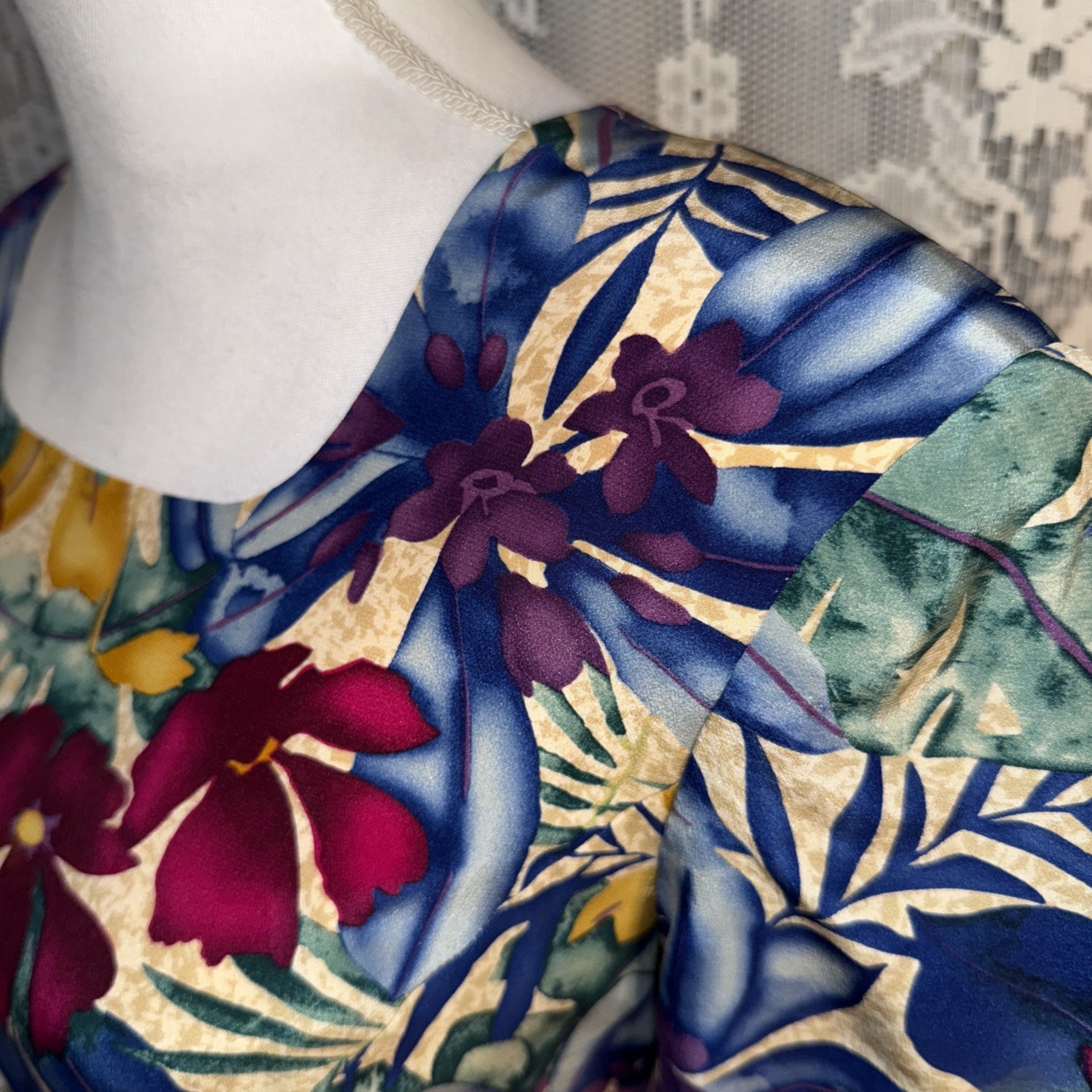 VTG Maggie London Petites Multicolor Silk Lined Floral Print Shift Dress SZ 12P