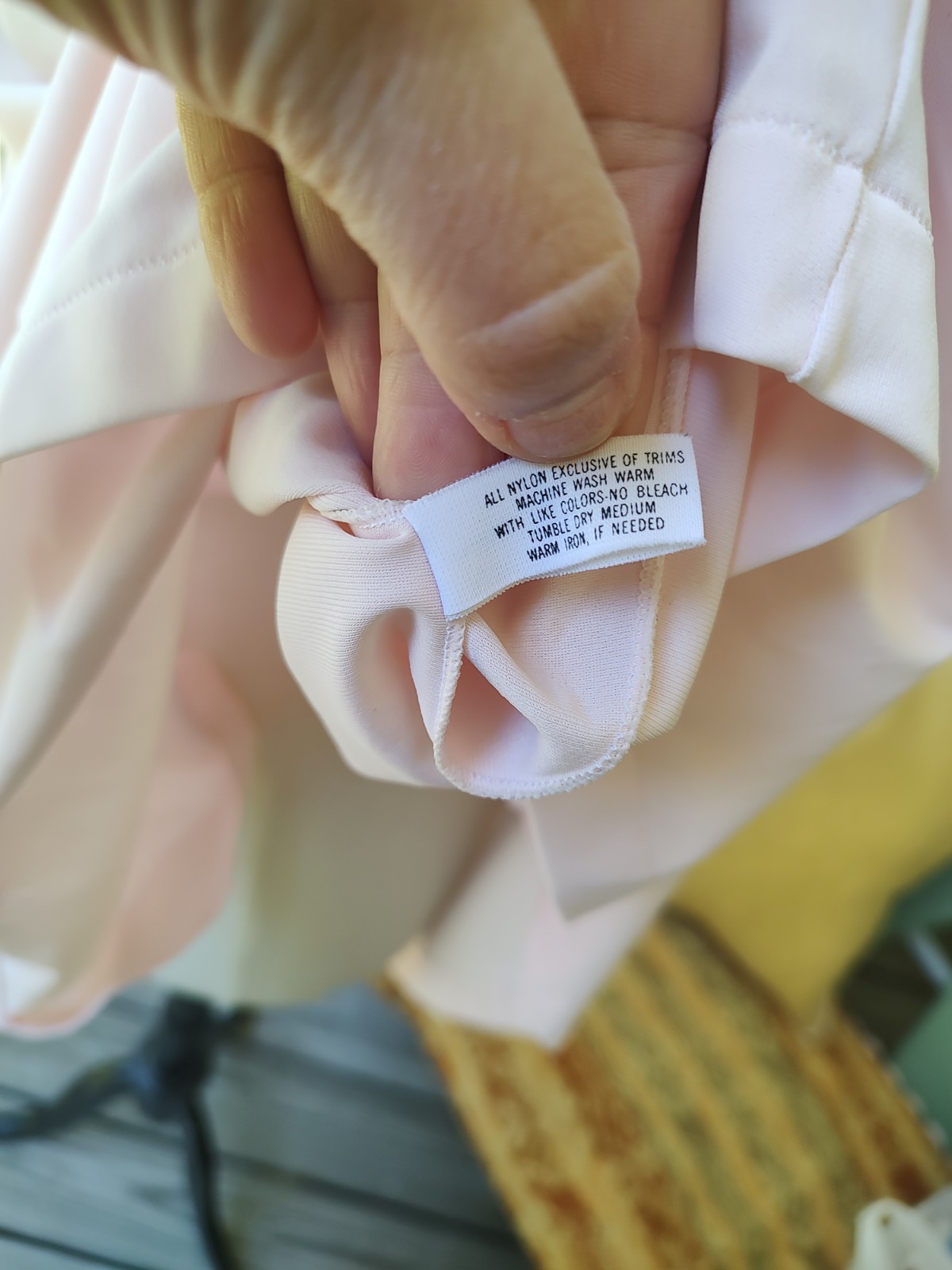 Vintage Shadowline Pink Peignoir Nylon Lace Embroidery Button Front Pocket Sz M