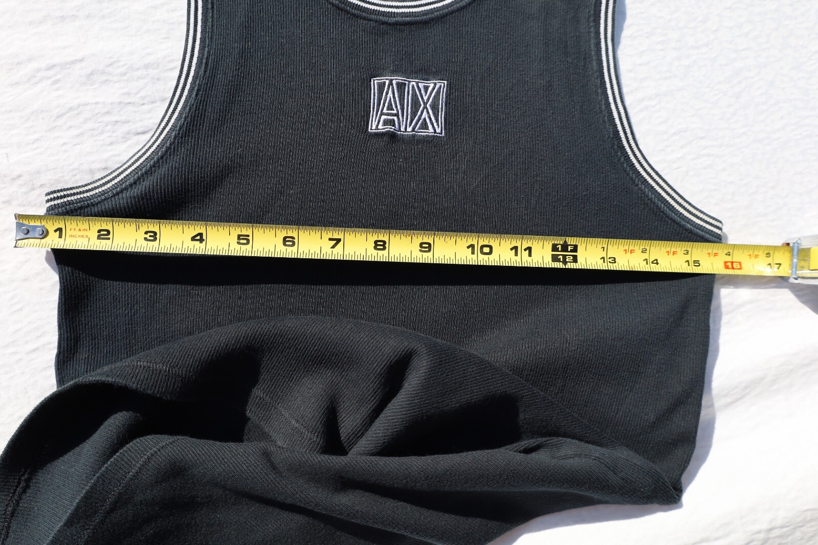 Vintage 90s Armani Exchange T-Shirt black white Tank Top sewn block AX logo L