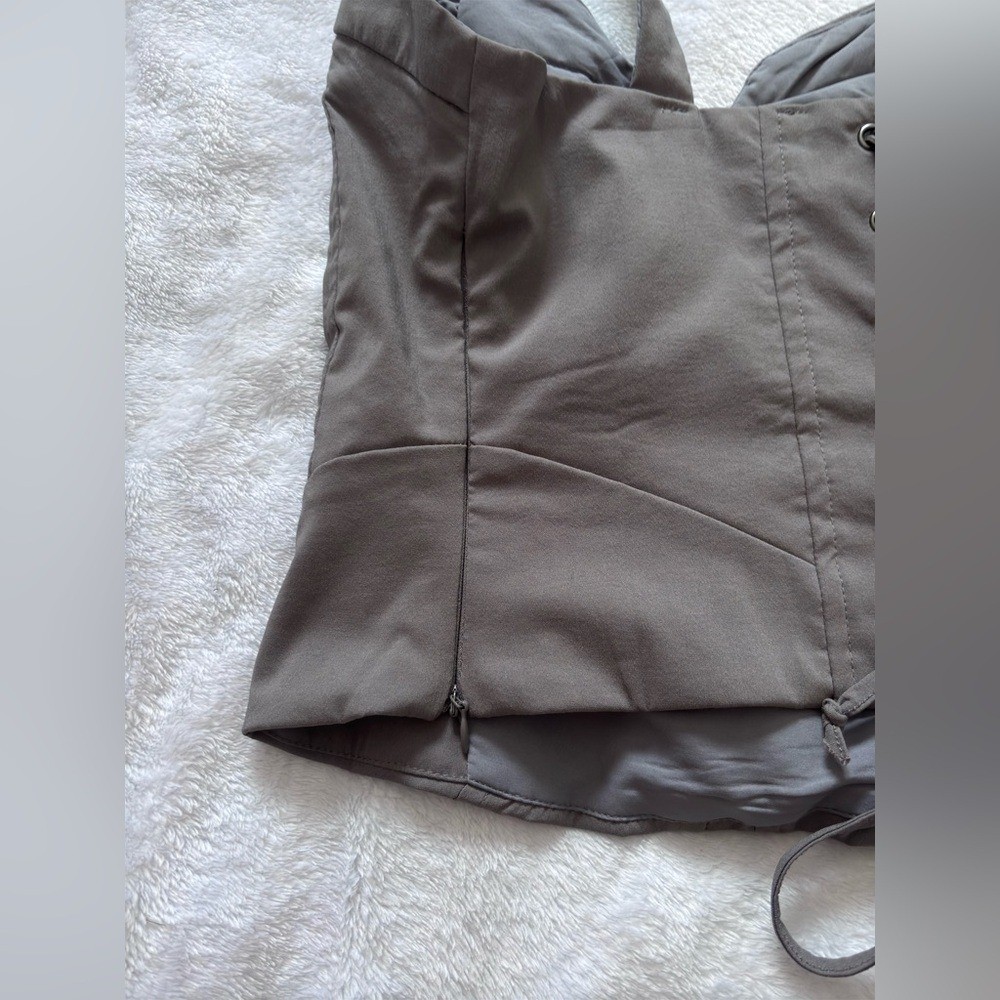 L.A. Hearts Corset Top Lace Up Back Sleeveless Gray Fitted Size M