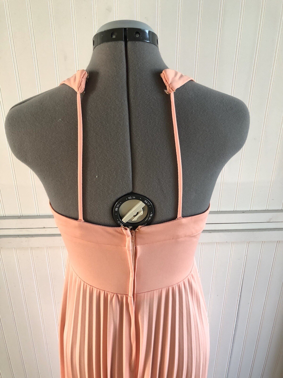 Vintage 70’s Peach Accordion Dress With Chiffon Caplet