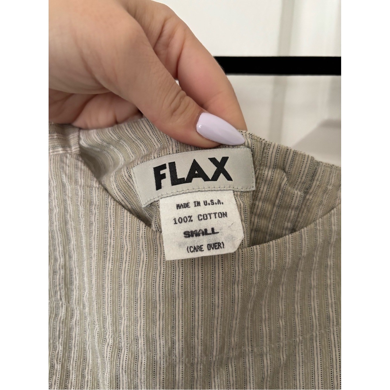 Vintage FLAX 100% Cotton Striped Mini Dress | USA Made Minimalist Cottagecore