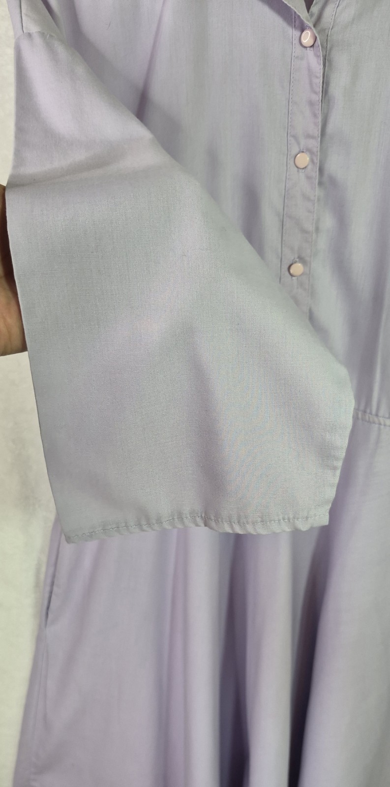 Vintage American Shirt Dress Lavender Midi Button Front Pockets USA Made 7/8