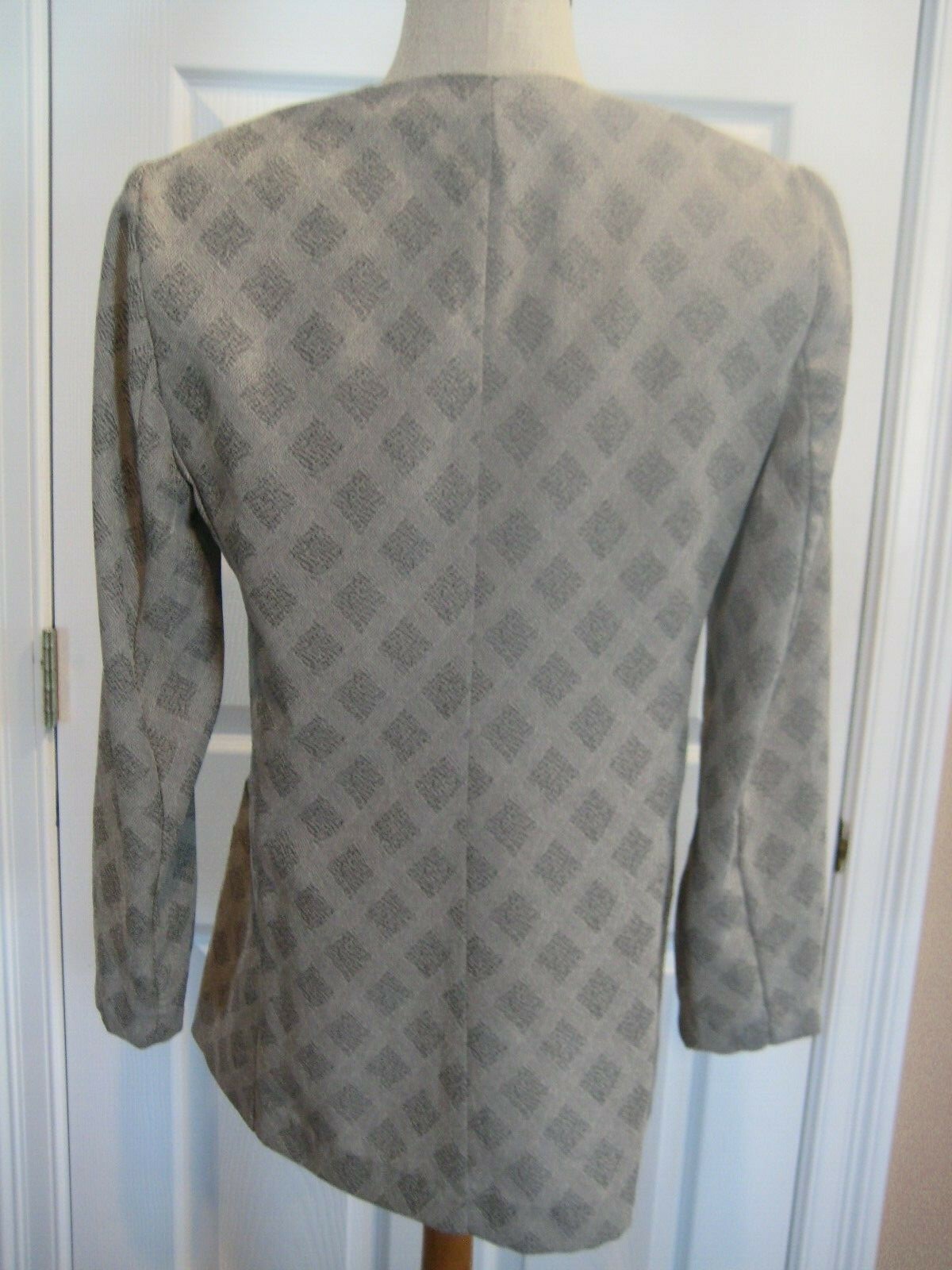 VTG NWOTS Ali Miles Long Sleeve Blazer Suit Jacket Gray Stripe Button Sz 4 Women