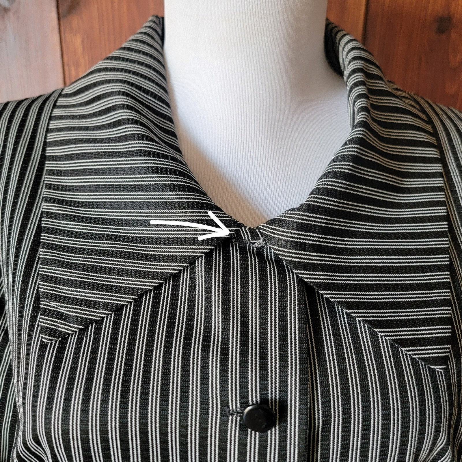 Vintage Miss Marilyn of Dallas 50s Black & White Striped Dress Collared Buttons