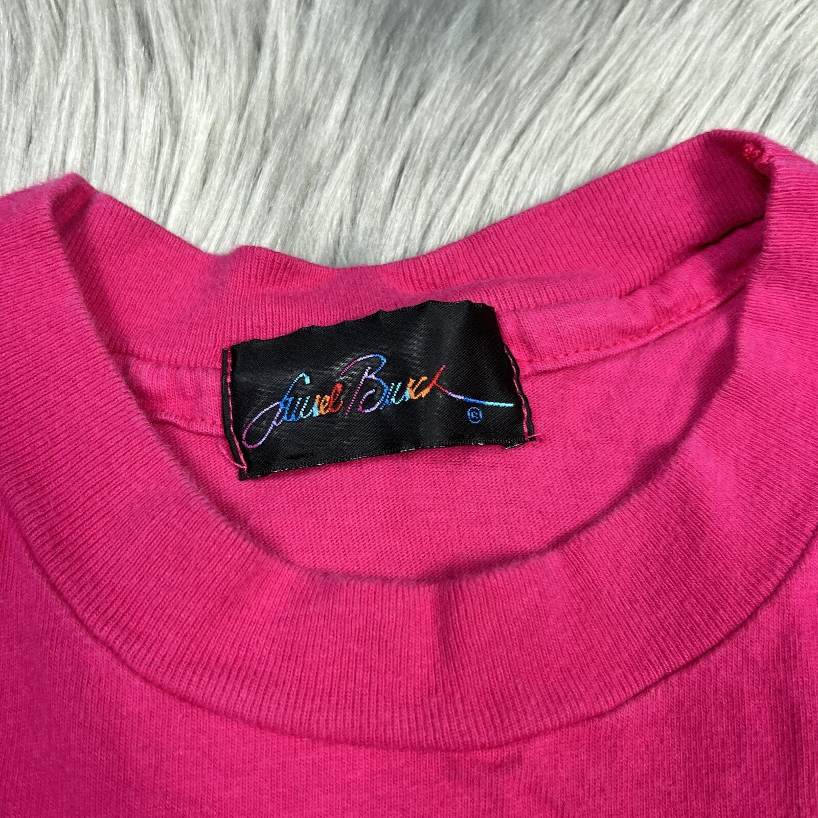 Vintage Laurel Burch Woman Spirit Pink Glitter Art To Wear T Shirt