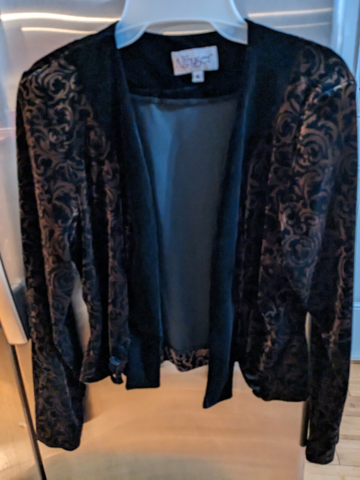Vintage Althuser Ladies Velour Bolero Jacket, Black with Gold, Size 6